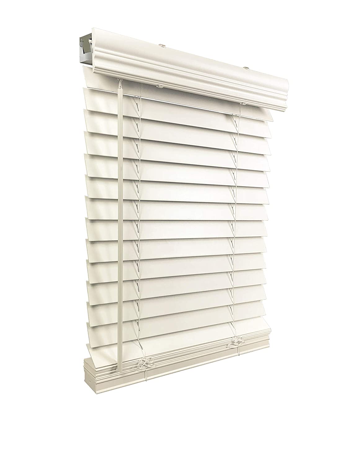 2 Inch Faux Wood Blinds - Cordless Room Darkening Shades For Windows & Doors, Light Brown